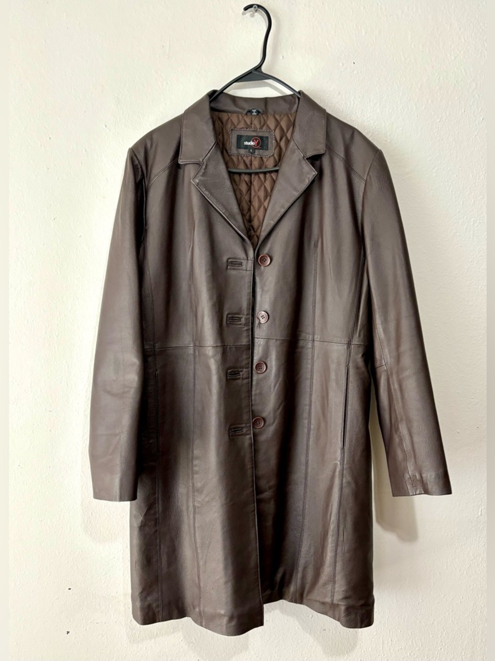 Studio Y 100% Leather Women's Jacket Side Large In Brown